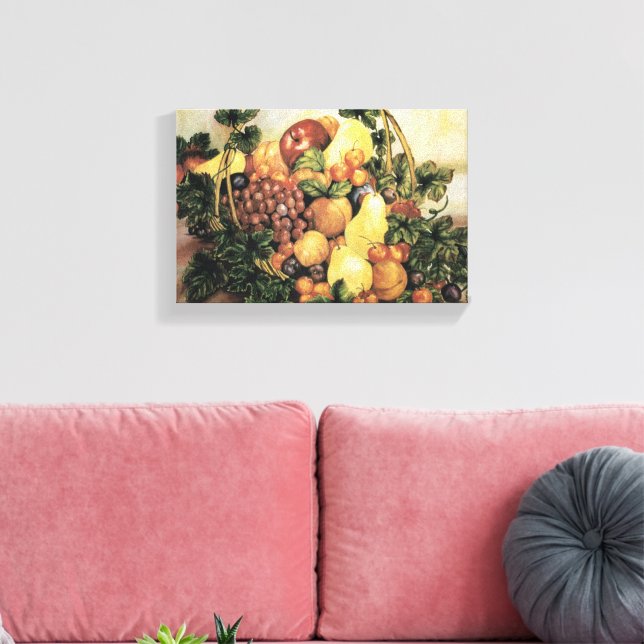 Impressão Em Tela Cesto de pintura por aquarela de Fruta (Insitu(Sala de estar))