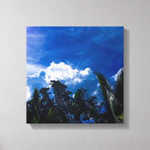 Impressão Em Tela Céu Azul Brilhante Com Nuvens