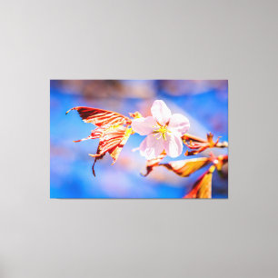 Impressão Em Tela Céu Azul Rosa Sakura Flor