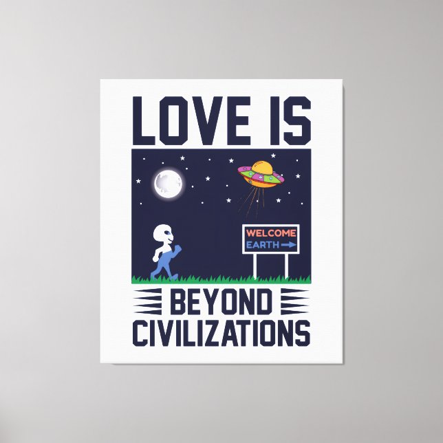 Impressão Em Tela Céu noturno e espaço com alienígena e espaçonave (Frente)