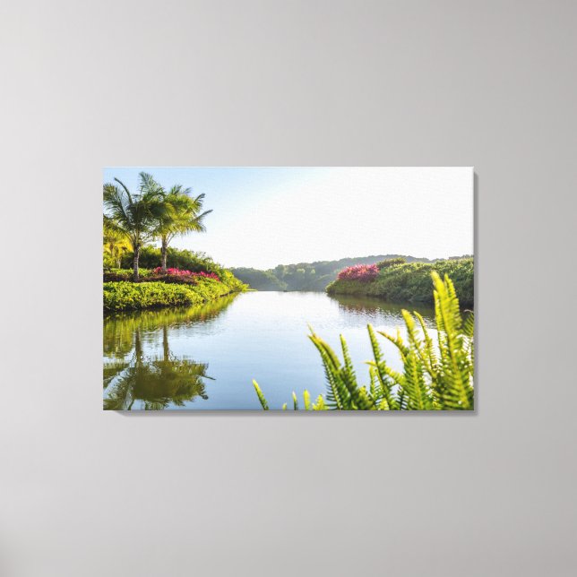 Impressão Em Tela Céu Refletido Em Lago Tropical (Frente)