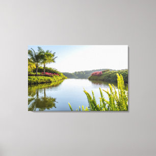 Impressão Em Tela Céu refletido no lago tropical imóvel