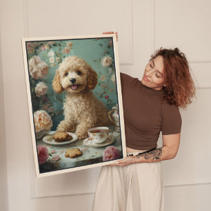Impressão Em Tela Chá Vintage de Goldendoodle