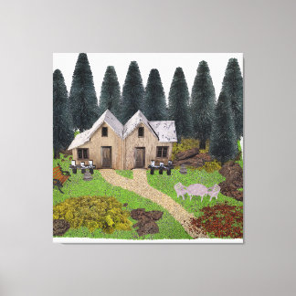 Impressão Em Tela Chalé de Cabina na Floresta