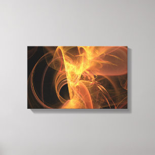 Impressão Em Tela Chama dourada do Fractal do abstrato do redemoinho