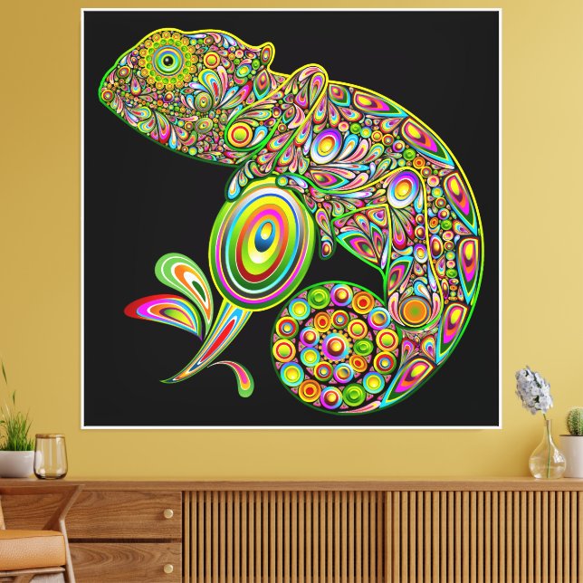 Impressão Em Tela Chameleon Psychedelic Fantasy (Insitu(Sala de estar))