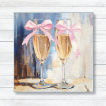 Champagne com Laços Rosa Presente Único para Chá d