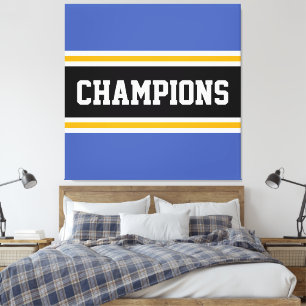 Impressão Em Tela CHAMPIONS Athletic Blue Yellow White Stripes