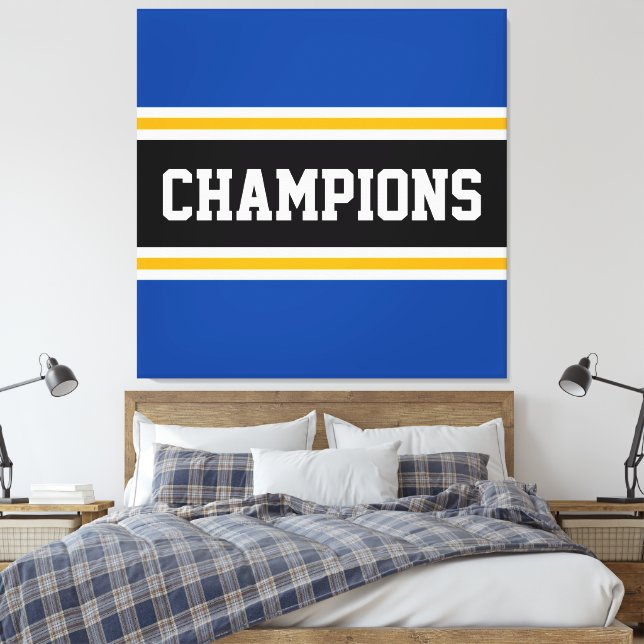 Impressão Em Tela CHAMPIONS Bright Athletic Black Stripes (Insitu(Quarto))