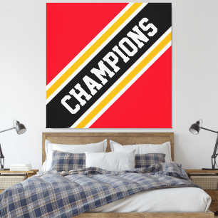 Impressão Em Tela CHAMPIONS - Tiras Negras Atlíticas Brilhantes Negr