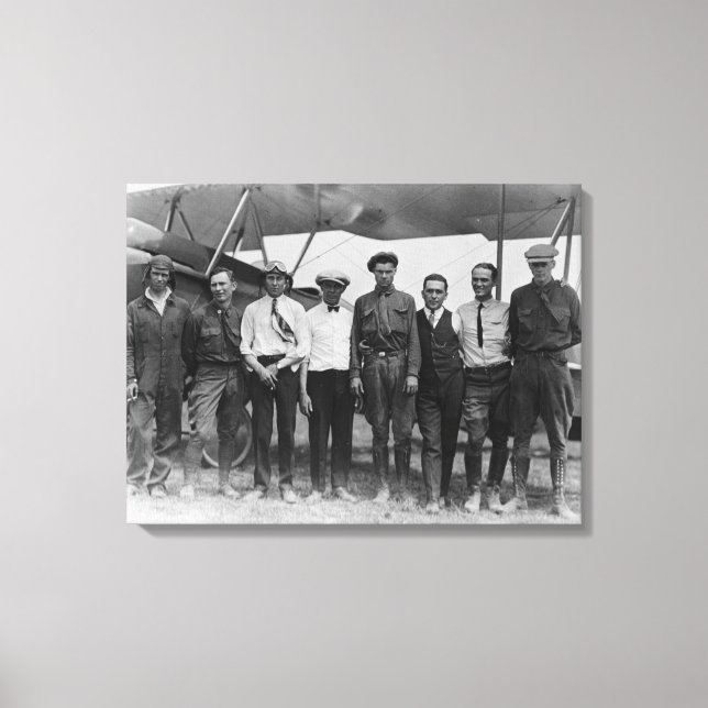 Impressão Em Tela Charles Lindbergh com 7 homens, incluindo (Frente)