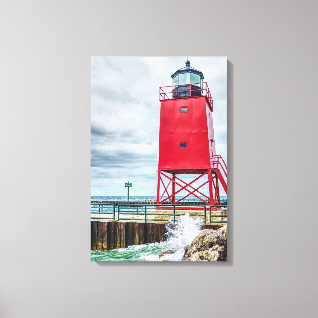 Impressão Em Tela Charlevoix South Pierhead Lighthouse (Frente)