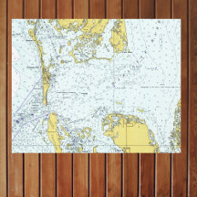 Charlotte Harbor Florida Vintage Map Náutico