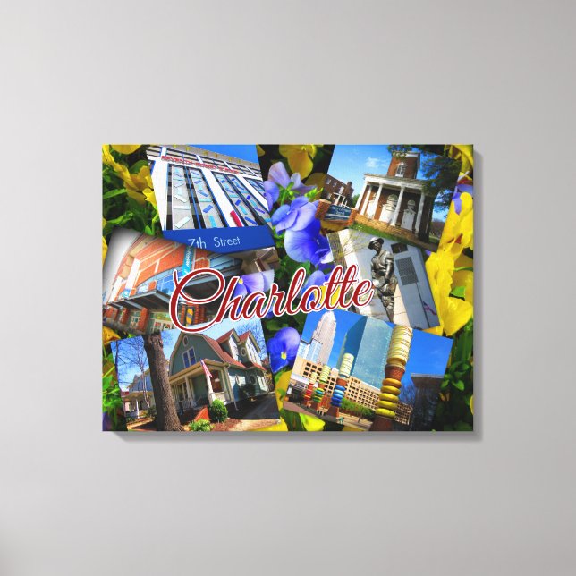 Impressão Em Tela Charlotte North Carolina Photo Collage (Frente)