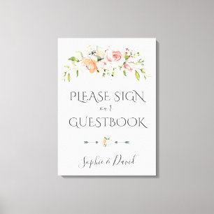 Impressão Em Tela Charm Blush Cream Floral Bem-Vindo Casamento