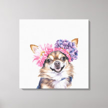 Charming Chihuahua Flower Crown Watercolor Impress