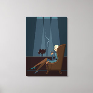 Impressão Em Tela Charuto de fumo da mulher de negócios