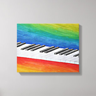 Impressão Em Tela Chaves do Piano no Fundo do Arco-Íris