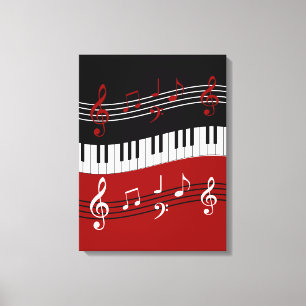 Impressão Em Tela Chaves e notas brancas pretas vermelhas à moda do