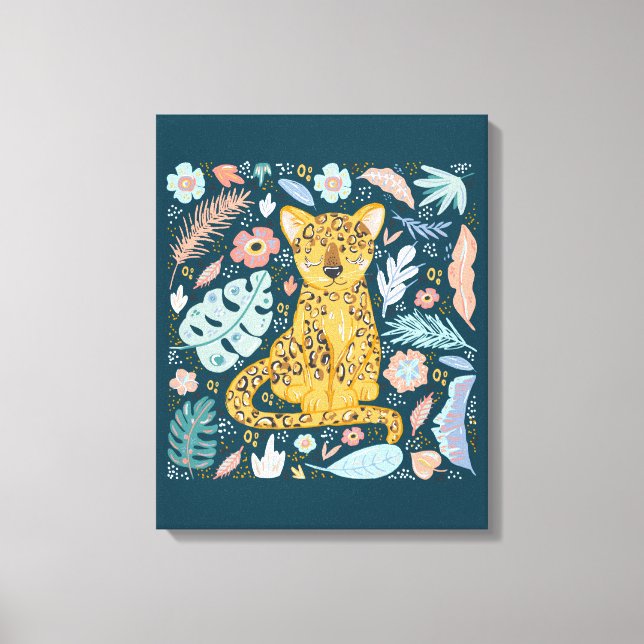 Impressão Em Tela Cheetah Cute Floral (Frente)