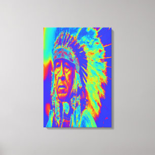 Impressão Em Tela Chefe Indígena Americano Pop Art