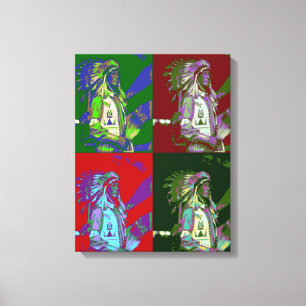Impressão Em Tela Chefe Indígena Americano Pop Art