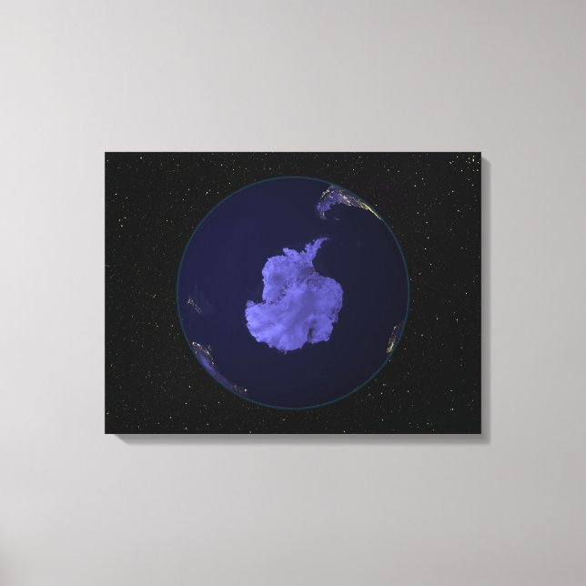 Impressão Em Tela Cheio Terra à noite mostrando luzes da cidade 7 (Frente)