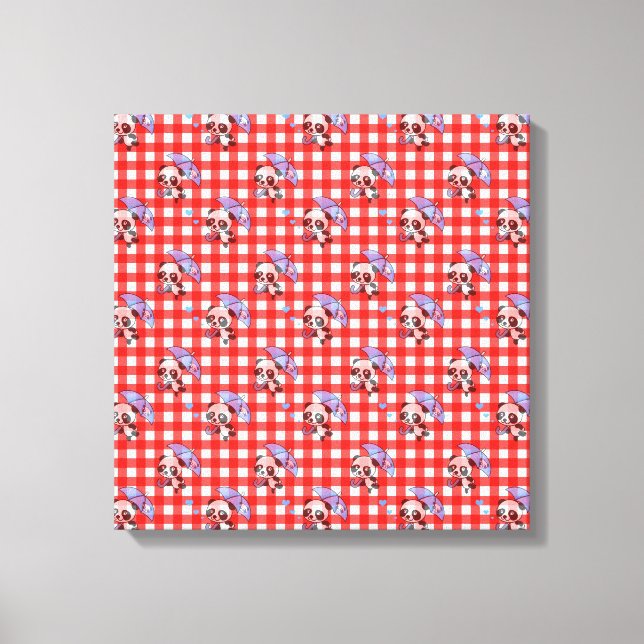 Impressão Em Tela Cheque de Gingham Vermelho (Frente)