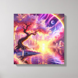 Impressão Em Tela Cherry Blossom Fantasy: Cena Tranquila do Sol