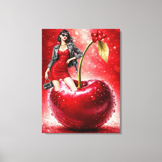 Impressão Em Tela Cherry Fashion Illustration Wall Art Print (Frente)