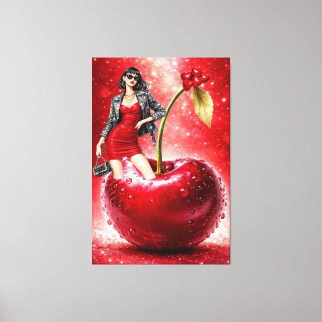 Impressão Em Tela Cherry Fashion Illustration Wall Art Print (Frente)