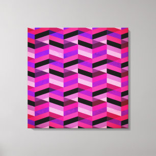 Impressão Em Tela Chevron/Herringbone Abstrato   Roxos e Violeta