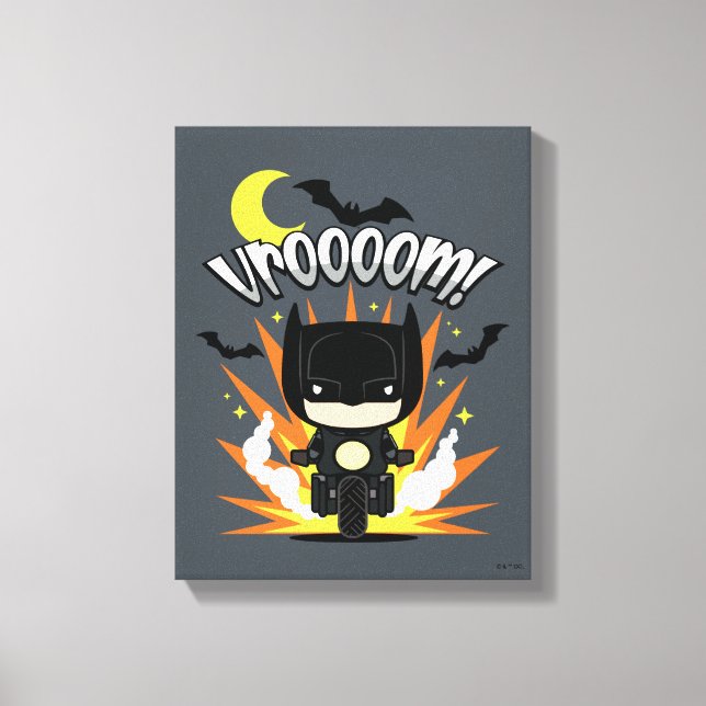 Impressão Em Tela Chibi Batman Batcycle (Frente)