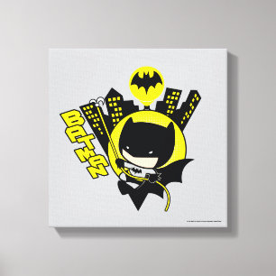 Impressão Em Tela Chibi Batman Escalando A Cidade