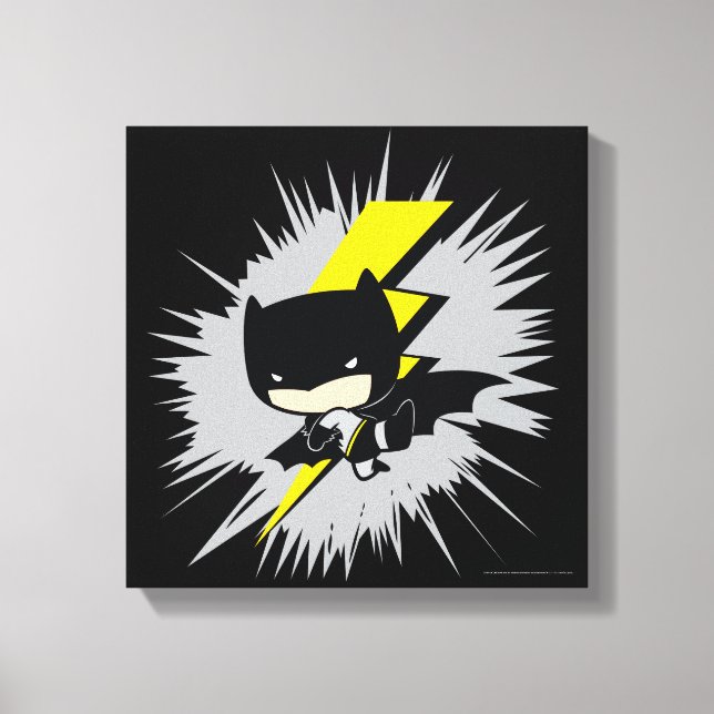 Impressão Em Tela Chibi Batman Lightning Kick (Frente)