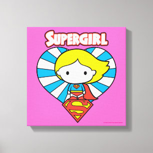 Impressão Em Tela Chibi Supergirl Starburst Heart and Logo