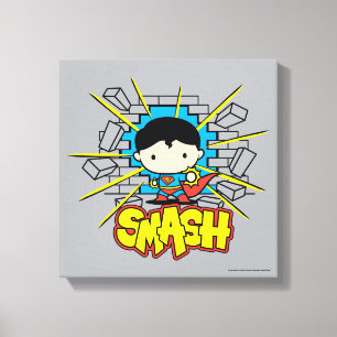 Impressão Em Tela Chibi Superman Smashing Através da Parede de tijol