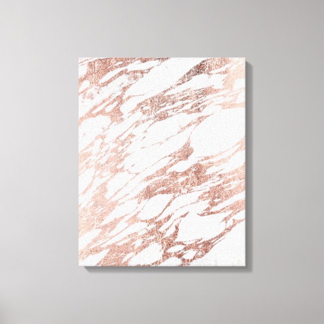 Impressão Em Tela Chic Elegant White e Rosa Dourado Padrão Marble (Frente)