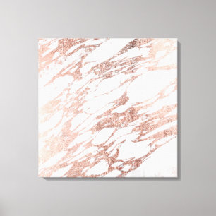 Impressão Em Tela Chic Elegant White e Rosa Dourado Padrão Marble