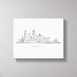 Impressão Em Tela Chicago IL Cityscape Illustration