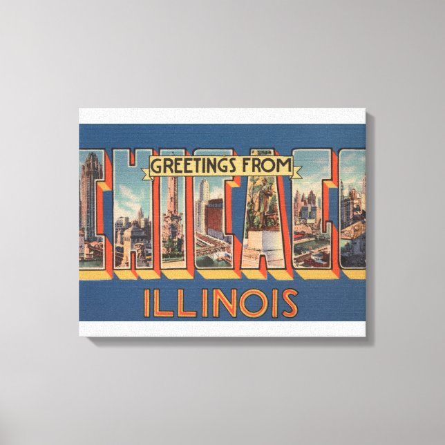 Impressão Em Tela Chicago, Illinois - Cenas de Letra Grandes (Frente)