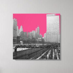 Impressão Em Tela Chicago Rail Yards Loop Railroad 1960