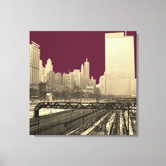 Impressão Em Tela Chicago Rail Yards Railroad Centro 1960 PHoto (Frente)