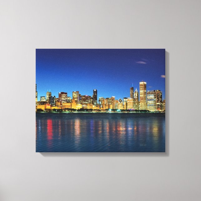 Impressão Em Tela Chicago Skyline Sunset (Frente)