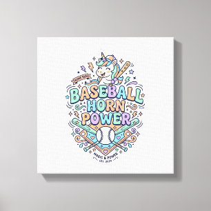 Impressão Em Tela Chifre de Beisebol Unicórnio Poder Kawaii Design V