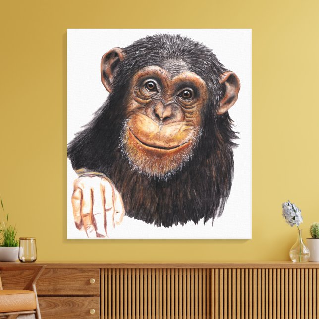 Impressão Em Tela Chimpanzé Encantador (Insitu(Sala de estar))
