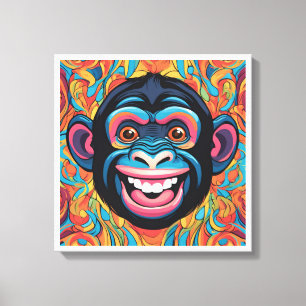 Impressão Em Tela Chimpanzé Engraçado e Louco