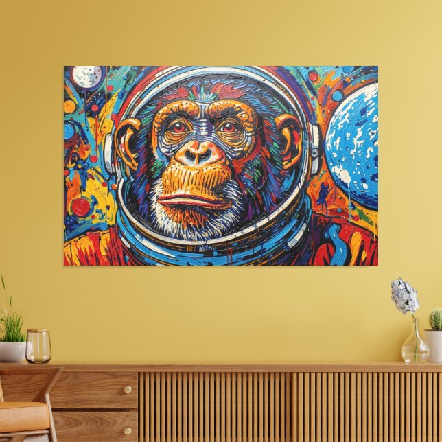 IMPRESSÃO EM TELA CHIMPANZÉ NO ESPAÇO (Insitu(Sala de estar))