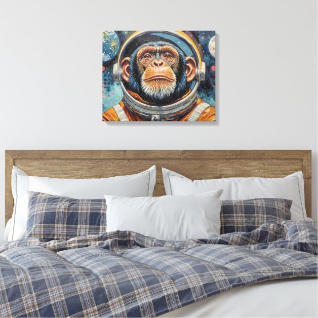 IMPRESSÃO EM TELA CHIMPANZÉ NO ESPAÇO-15 (Insitu(Quarto))