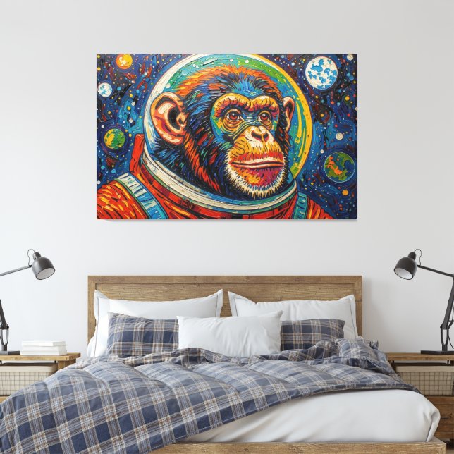 IMPRESSÃO EM TELA CHIMPANZÉ NO ESPAÇO-9 (Insitu(Quarto))